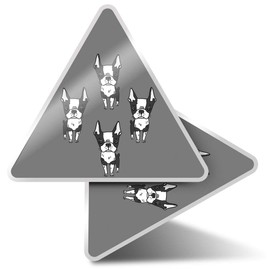 2 x Triangle Stickers 7.5cm - BW - Boston Terrier Dog Puppy Print Fun Decals for Laptops,Tablets,Luggage,Scrap Booking,Fridges #37532