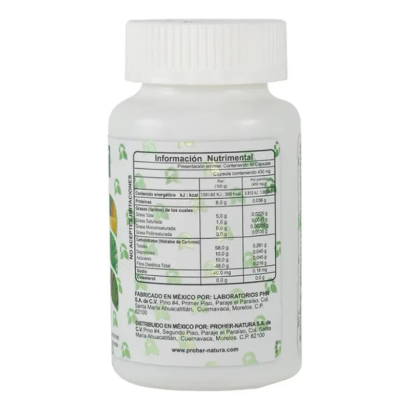 Suplemento Proher Natura Spirulina Phn Vit Pote Cápsulas Sabor