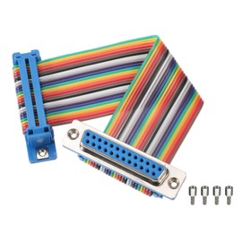 sourcing map IDC Rainbow Wire Flat Ribbon Cable DB25 Female to DB25 Female 3.9 Inch Length 2.54mm Pitch Breadboard Jumper Wires for Electronic Projects