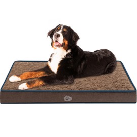 EMPSIGN Dog Bed Mat 47 Inch Reversible Warm & Cool,Washable Dog Crate Bed with Egg Crate Foam Support, Pet Sleeping Mat for Large Medium Small Dogs, Fluffy Kennel Pad(Brown)