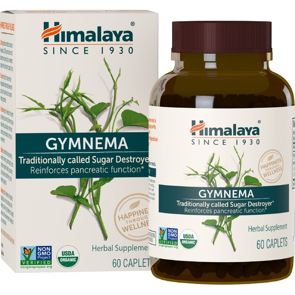 Himalaya Organic Gymnema Sylvestre for Glucose Metabolism, 700 mg, 60 Caplets, 1 Month Supply