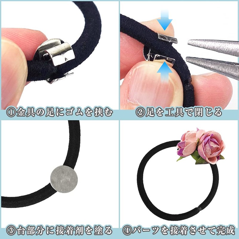 50pcs Hair Bands with Base Hardware Handmade Hair Accessories Parts