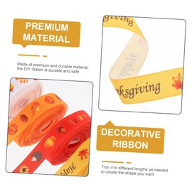 Beavorty 6 Rolls Fall Ribbon for DIY Crafting Thanksgiving Decor Durable Pumpkin Maple Leaf Design Easy to Shape for Wrapping Holiday Decorations