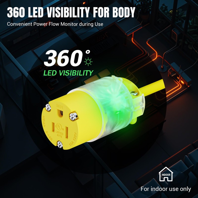 Yomiuwo Lighted Eectrical Connectors Plug and Connector Set, Straight Blade