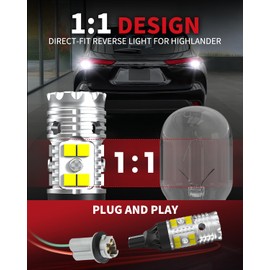 LASFIT 921 LED Reverse Backup Light Bulbs Fit for 2008-2023 2024 2025 Toyota Highlander, 6000K Cool White Super Bright OEM 912 W16W Replacement, 2 pcs