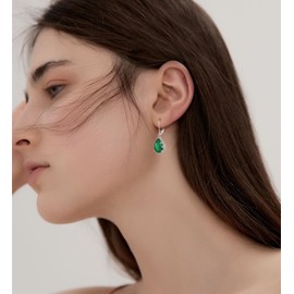 YONVUN Crystal Zircon Drop Dangle Leverback Earrings Teardrop Oval Pear Gemstone Birthstone Dangly Hanging Earrings Jewelry Set Gift for Wife Mom Daughter Girlfriend