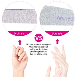 URAQT 6 Pieces Nail Files 180/240, Professional Washable Double Sided, Bilateral Half Moon Nail Care Tools, for Home and Salon Use (White)