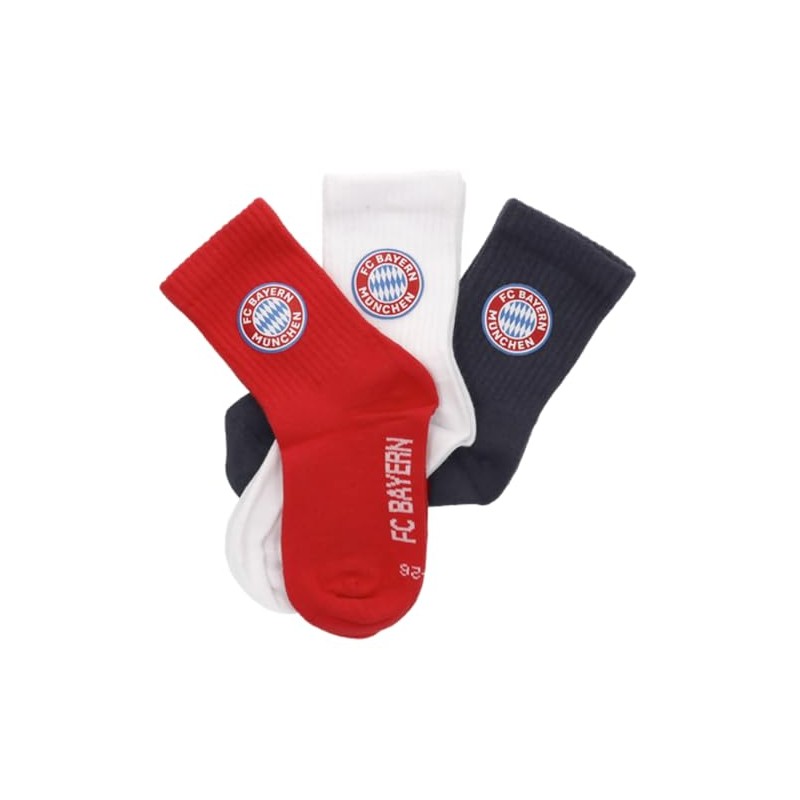 FC Bayern München Calzini per bambini, confezione da 3 pezzi,