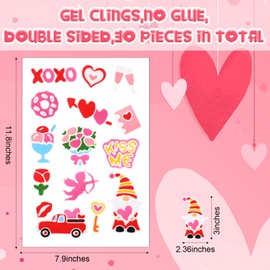 Funrous 30 Pcs Happy Easter Gel Window Clings Stickers Spring Window Thick Gel Clings Decals Double Sided Eggs Bunny Window Clings Decoration for Refrigerators Window Classroom(Romantic)