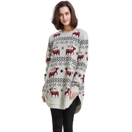 Reindeer Snowflake Christmas Pullover for Women Jumper - l