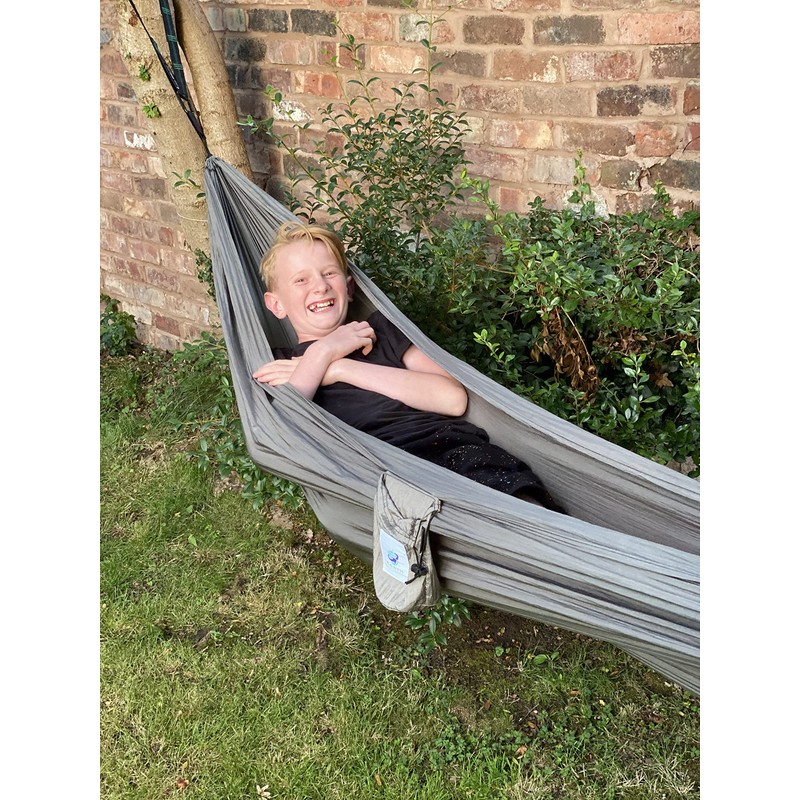 Lightweight Single Hammock in Medium grey Nylon by Wild Earth