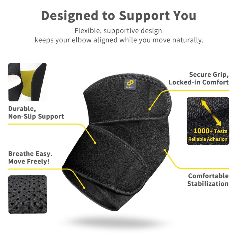 Bracoo Tutore Epicondilite Gomito Regolabile in Neoprene, Gomitiera per Epicondilite
