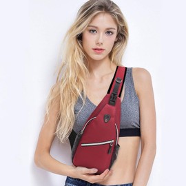 FANDARE Sling Bag Umhängetasche Messenger Bag Hiking Bag Crossbody Bag Rucksack Polyester Rot