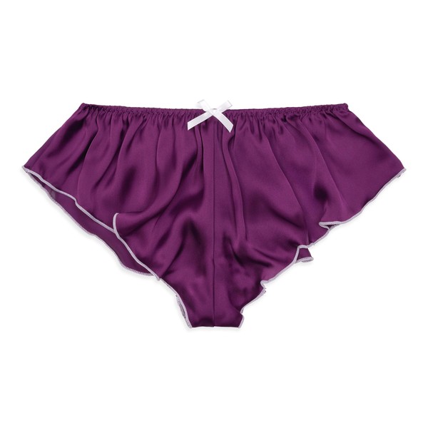 Satin Low Rise Fluted Sissy French Knickers Briefs Panties (Indigo