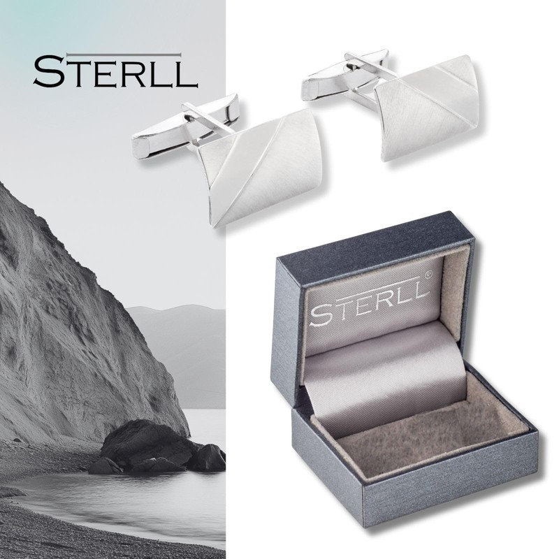 Men's Cufflinks Made of Genuine 925 Silver with Modern Surface