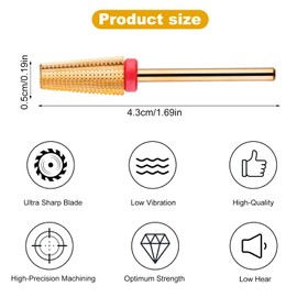 Konesky 5 in 1 Nail Drill Bit, Electric Nail Drill Bits Removing Cuticle Tools, Tungsten Steel Bits Manicure Pedicure Professional Salon Tool，professional 3/32 Cuticle Drill Bit