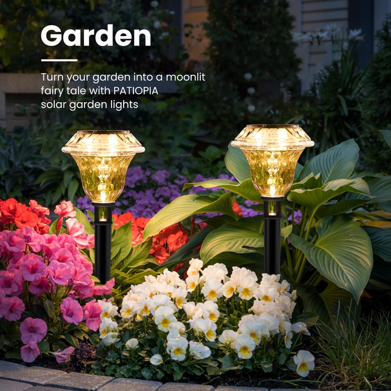PATIOPIA Solar Pathway Lights Garden Decor for Yard, Solar Garden