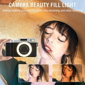 Digital Camera,5K 64MP Cameras for Photography with Beauty Light 180°, 22X Zoom flip Screen Compact Vlogging Camera for Youtube