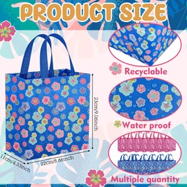 Sunnymove Cartoon Party Favor Bags with Handles Reusable Pink Blue Hawaiian Gift Non-woven Bags with Handles for Birthday Party Supplies Animation Themed Decoration