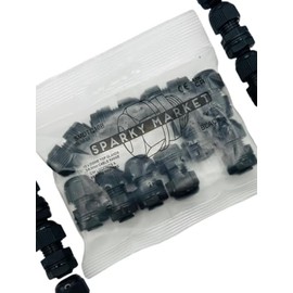 Pack of 10 M10x1 Black 10mm IP68 Waterproof Nylon Cable Glands, Locknut and Washer for 3mm - 6.5mm Cables, Compression Stuffing Gland Connector Sparky Market…