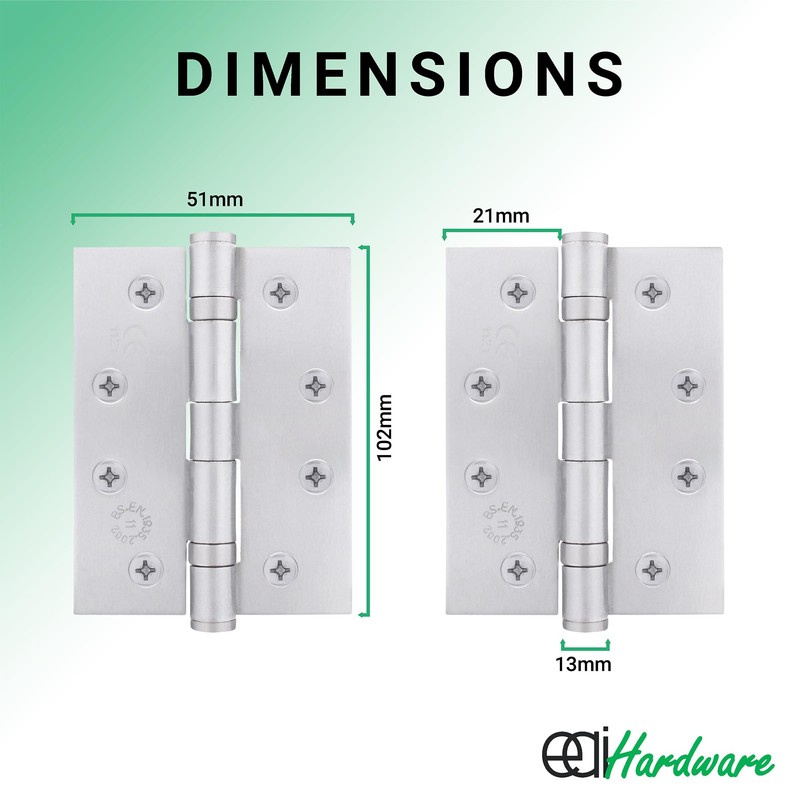 EAI Satin Door Hinges | 4 Inch / 102mm Satin