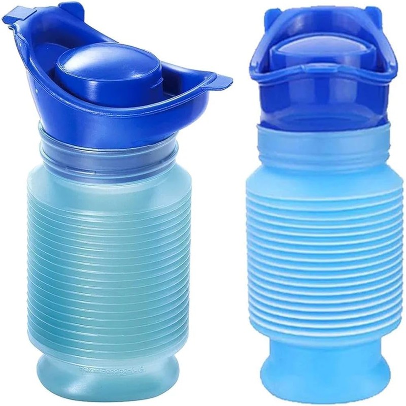 Portable Travel Urinal, 25oz Capacity, Collapsible Design, 2-Pack, Blue