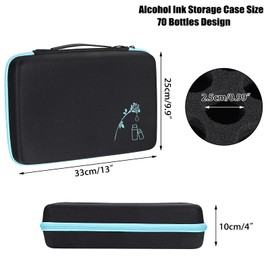 ELLDOO Alcohol Ink Storage Carry Case, Fits up to 70 Bottles, Alcohol Ink Case Miniature Paint Carry Organizer for Ink and Paints with Foam Insert and Inner Storage Pocket, Blue (Ink not Included)