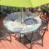 Britown Coastal Beach Round Outdoor Tablecloth with Umbrella Hole, Plaid