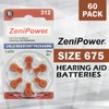 Zenipower Hearing Aid Batteries, Size 312 (60 Batteries)