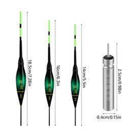 Begonia Pack of 3 LED Fishing Floats, Fishing Floats Smart with Gravity Sensing, 1.2 g / 1.8 g / 2.2 g Floats Fishing, Fishing Accessories with Base, Flat Water Fishing Floats with Bite Indicator for