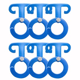 Azarxis Ultralight Aluminum T-Ring Hooks Camp Rope Hangers Self-Lock Buckle, Paracord Tension Guyline Cord Adjuster for Tent Camping Hiking Backpacking Outdoor Activity (Blue - 6 Pack)