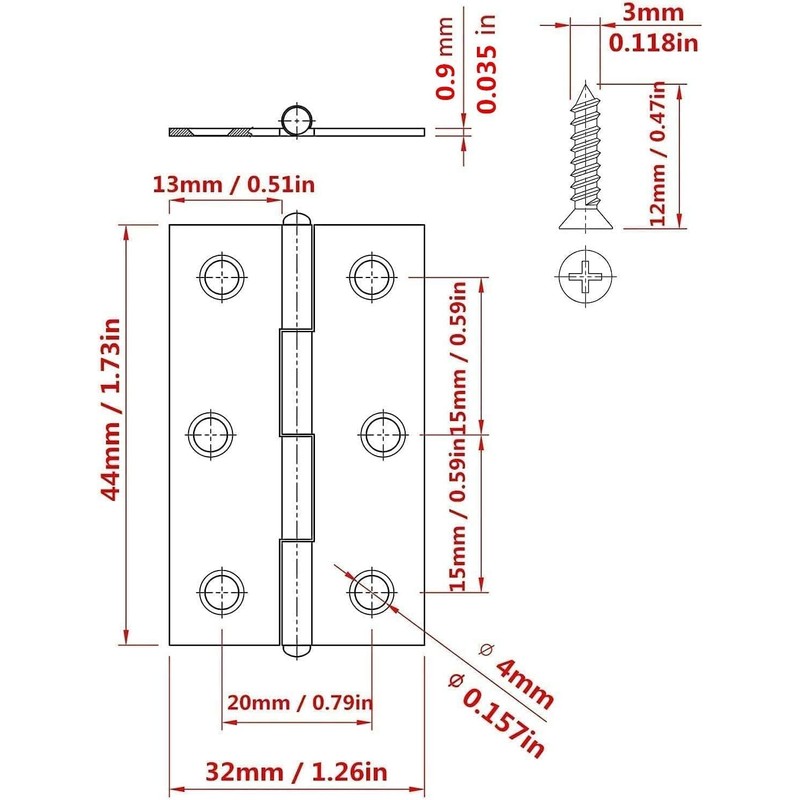 20Pcs Stainless Steel Folding Hinge 2 inch Door and Window