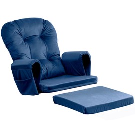 Osunnus 5PCS Glider Rocker Replacement Cushions Thick Soft Velvet Glider Cushions Replacement Set with Ottoman Cushion and Storage Pockets, Navy Blue