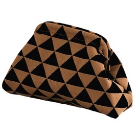 DIHKLCIO Evening Bag Woven Crochet Purses for Women Beach Clutch Handbag Dumpling Clutch Ruched Cloud Purse colorblock bag（white-black irregularity）