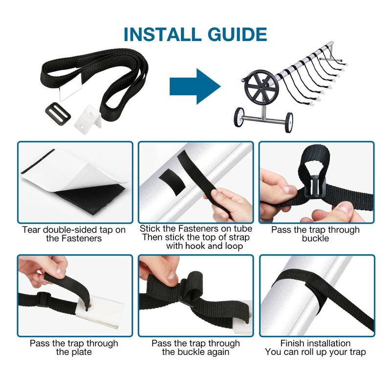 Pool Cover Reel Strap Adjustable Length Pool Solar Blanket Roller
