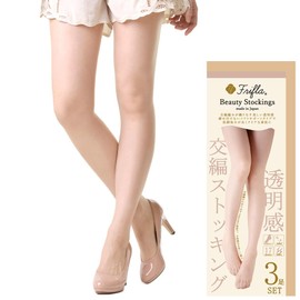 Flifra Stockings, Pantyhose, 3 Pairs Set, Made in Japan, Large Size, M, L, XL, 3L, Beige, Skin Color, Black, Black, Ceremonies, Funerals, Antibacterial, Deodorizing, Reinforced Toes, Transparent,