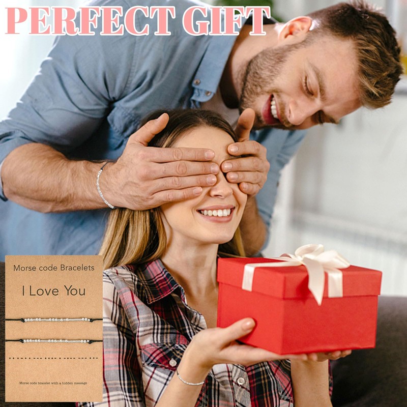 2 Pcs Matching Bracelets for Couples Morse Code Couples Bracelets