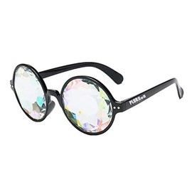Plur Waves Festival Raves Kaleidoscope Glasses - Rainbow Prism Sunglasses Goggles Diffraction Crystal Lens (Clear)