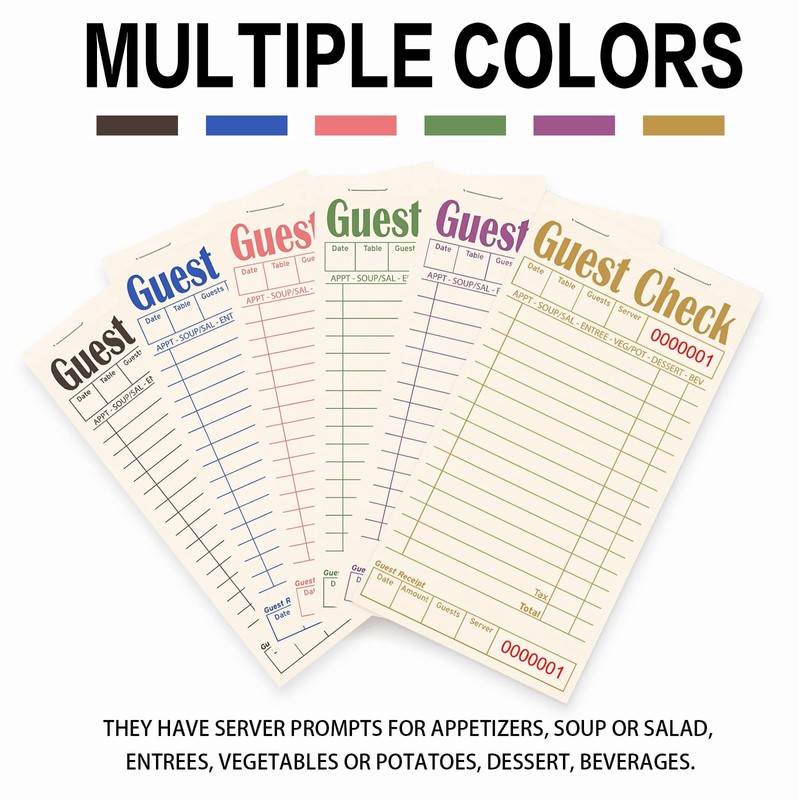 ZPARIK Guest Checks Books for Servers, Server Note Pads, 6
