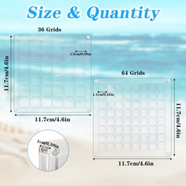 RAFIYU 2 Pack Acrylic Magnetic Seashell Display Box, Mini Clear Seashell Storage Box, Shells Display Case, Acrylic Collection Box for Seashell Bead Starfish Mini Jewelry Crafts (36 Grids + 64 Grids)