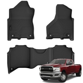 Auxko All Weather Floor Mats Fit for Ram 2500/3500 Crew Cab 2019-2024 TPE Liners Accessories All Season Guard Odorless Anti-Slip Floor Mats for Ram 2019 2020 2021 2022 2023 2024 Black