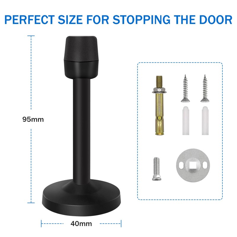 Door Stopper, 4 Inch Black Door Stops Wall Mounted Brushed
