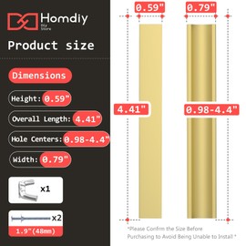 homdiy 10 Pack Adjustable Brushed Brass Cabinet Pulls 1" to 4" (25-102mm) Adjustable Hole Distance Drawer Pulls