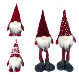 DUJSRZL Christmas Gnomes Knitted Plush Santa Claus Handmade Table Decorations Home Decor Table Fireplace Decorations (Mixed Red Long Legs)