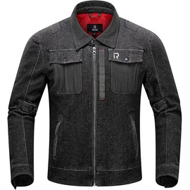 BORLENI Motorcycle Jacket Men's Motorcycle Denim Jacket with Protectors Breathable Armour Protection High Gloss Reflective for Spring Autumn, nero, XL