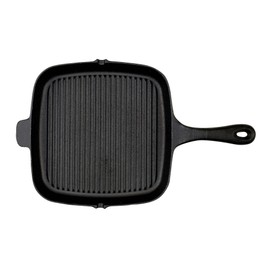 GoodCook Pre-Seasoned Cast Iron Grill Pan, 10.75 Inch, Black