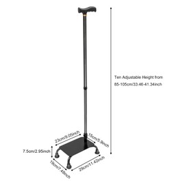 Stair Climbing Cane Aluminum Alloy Half Step Quad Walking Cane Anti-Slip Balance Stability Walking Sticks Adjustable Height Stair Walker Aid Devices for Seniors, Max Capacity 330.69 lbs