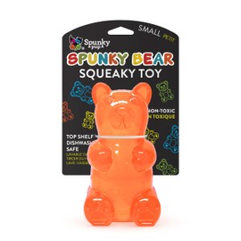 Spunky pup Spunky Bear Interactive Squeaky Dog Toys - Gummy Bear Shape, Crazy Bounce, Dishwasher-Safe, Assorted Neon Colors- Small