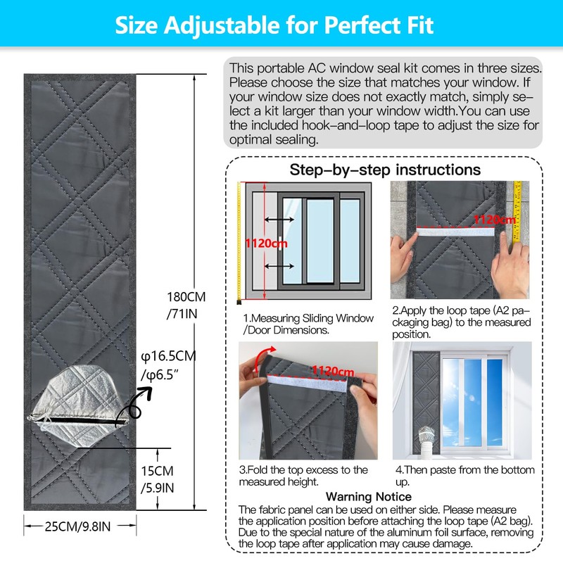AC Window Seal Kit,10 x 71 Inch 3-Layer Portable Air