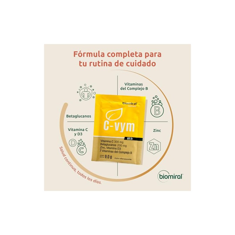 Biomiral C-Vym Vitamina C Efervescente, 11 Sobres
